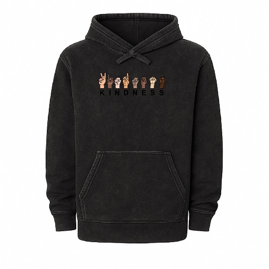 KINDNESS in Sign Language Mineral Wash Hoodies