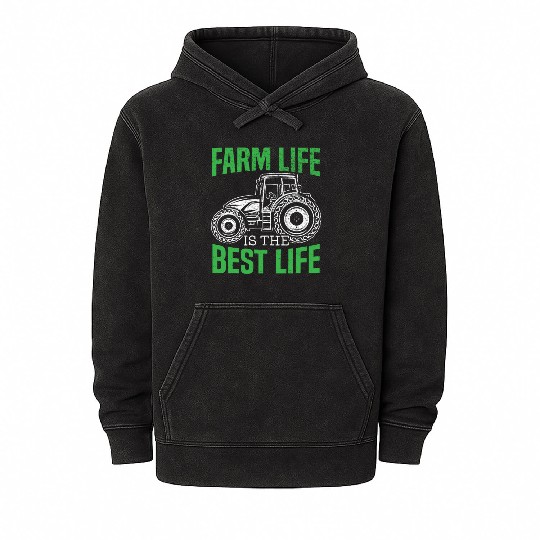 Farm Tractor Farming Life Agriculture Farmer Mineral Wash Hoodies