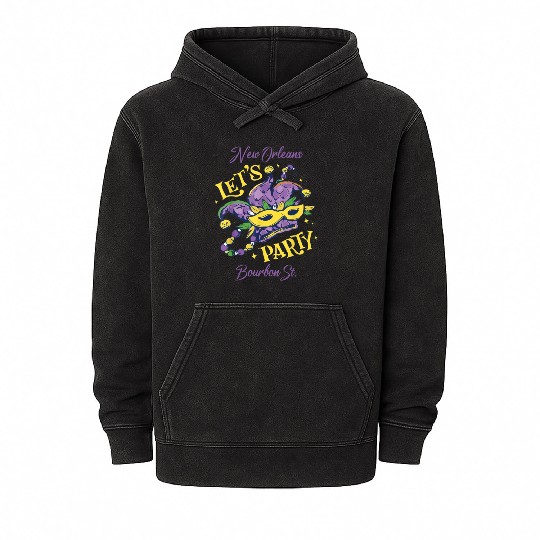 Mardi Gras Bourbon Street New Orleans Souvenir Lou Mineral Wash Hoodies