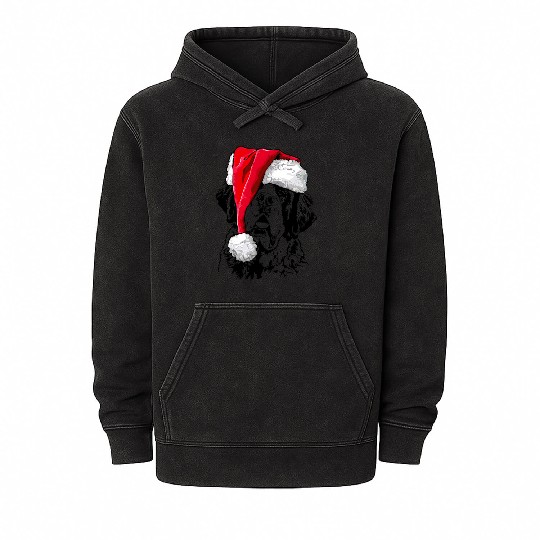 Santa Saint Bernard Dog Christmas Wilsigns Mineral Wash Hoodies