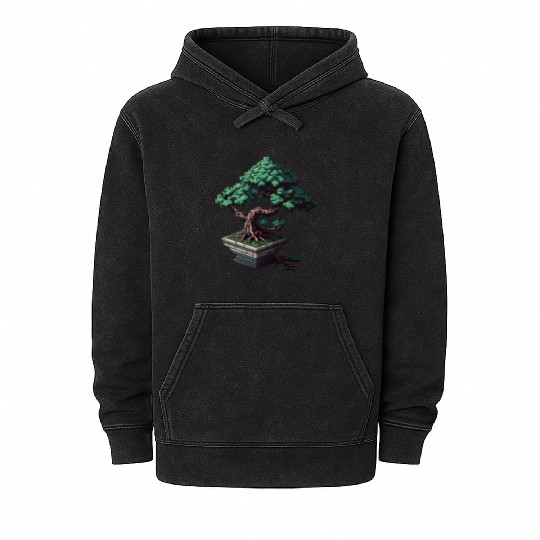 8 Bit Bonsai Tree Mineral Wash Hoodies