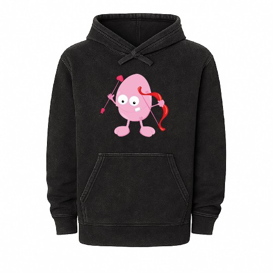 Kids Valentines Day Valentine Light Pink Monster Mineral Wash Hoodies
