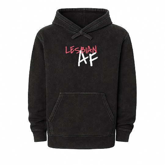 Lesbian AF LGBT Graffiti Pride Month Mineral Wash Hoodies