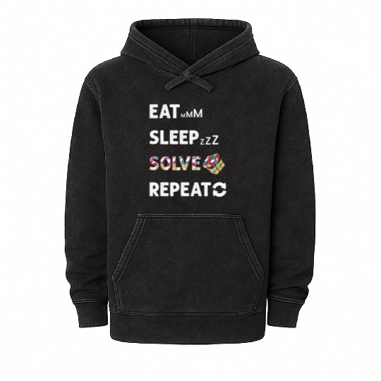 Eat Sleep Solve Repeat Math Speed Cubing Genie Mineral Wash Hoodies