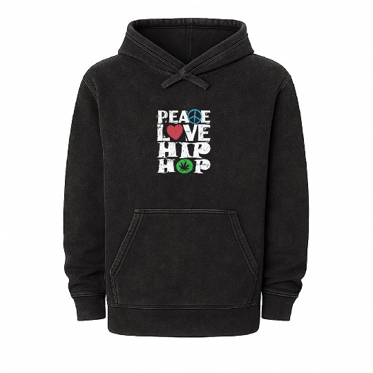 Peace Love Hip Hop Music Direction Rap Mineral Wash Hoodies
