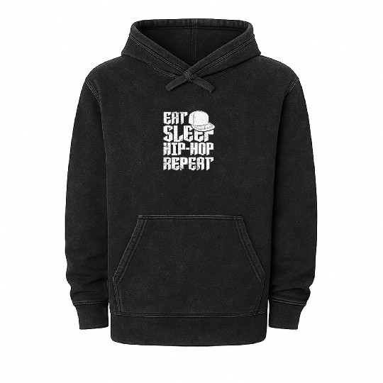 Eat Sleep Hip Hop Repeat Music Direction Rap Mineral Wash Hoodies