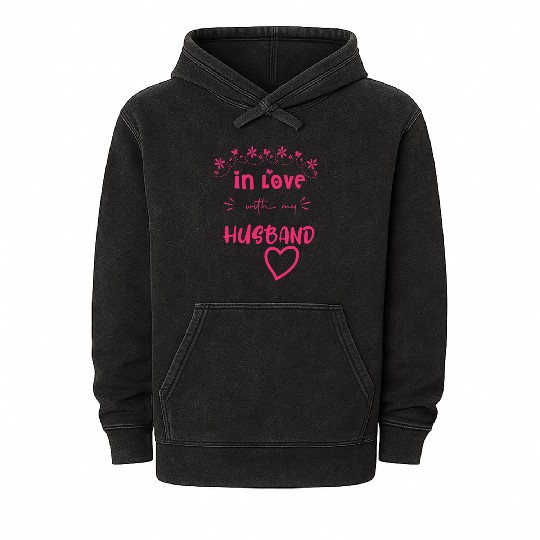 Love with My hasband Cute Valentine day Mom to Be Mineral Wash Hoodies