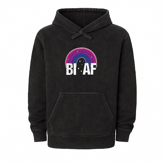 Bi AF Bisexual Pride Flag Rainbow Mineral Wash Hoodies