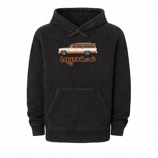 layinlow Burnt Orange Mineral Wash Hoodies