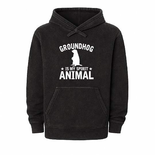 Groundhog Is My Spirit Animal Mineral Wash Hoodies Animal Lover