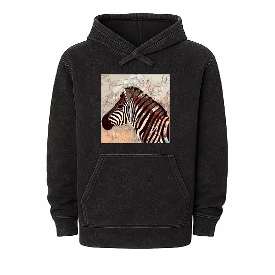 Zebra with neon colors Mineral Wash Hoodies