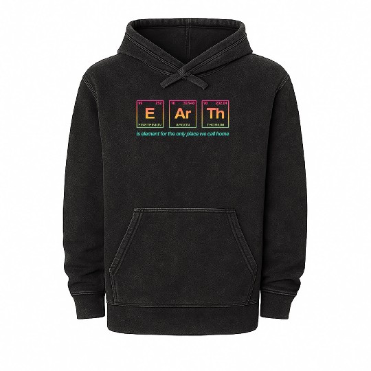 EARTH - written in elements of the periodic table Mineral Wash Hoodies