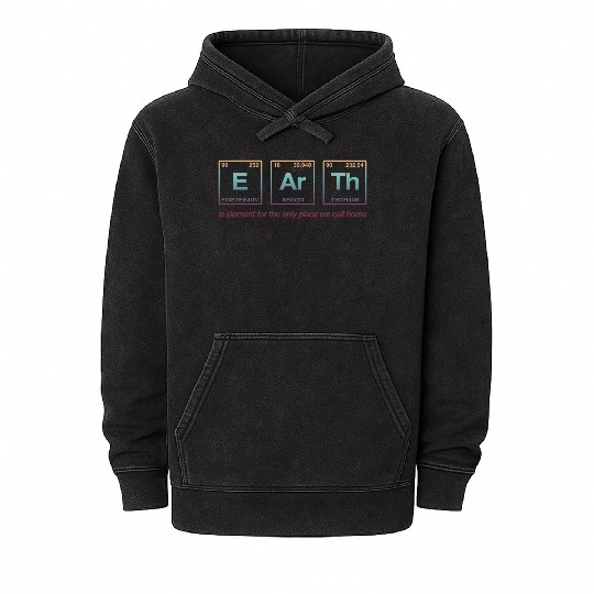 EARTH - written in elements of the periodic table Mineral Wash Hoodies