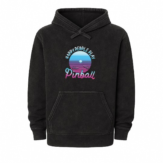 Happy People Play Pinball Retro 80s Mineral Wash Hoodies