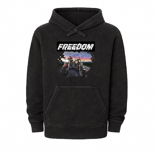 Freedom on the motorcycle Mineral Wash Hoodies