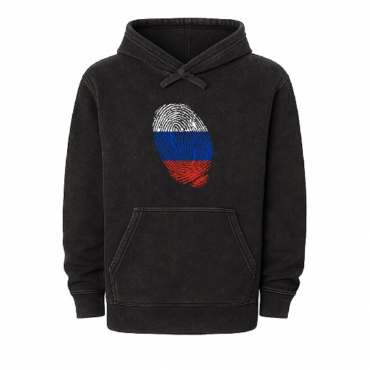 Russian flag fingerprints Mineral Wash Hoodies