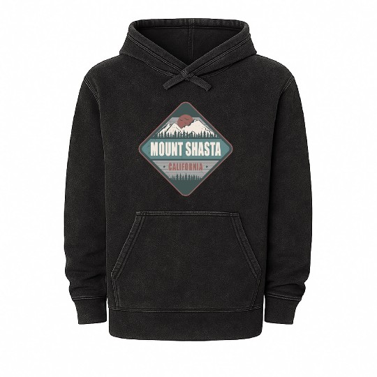 Mount Shasta California US Vintage Hiking Design Mineral Wash Hoodies