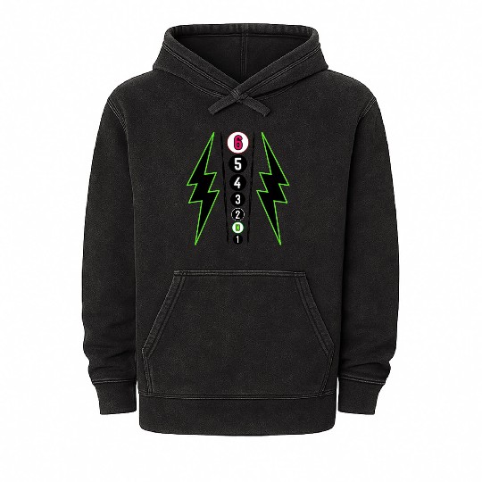 GREEN LIGHTNING BOLT MOTORCYCLE SHIFT PATTERN Mineral Wash Hoodies