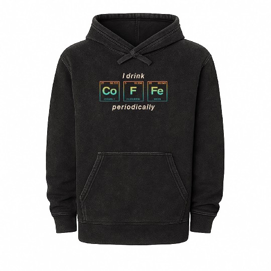 COFFEE - with elements of the periodic table Mineral Wash Hoodies