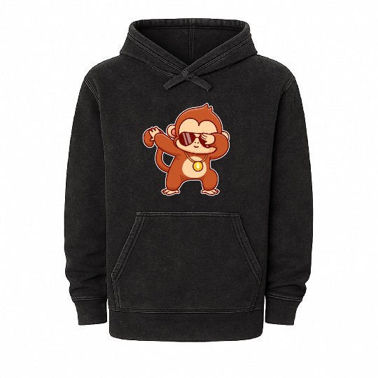 Cool Monkey Dabbing Mineral Wash Hoodies