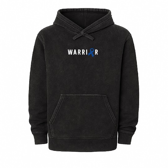 Colon Cancer Warrior Men Dad Father Dark Blue Mineral Wash Hoodies