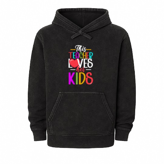 This Teacher Loves Her Kids Mineral Wash Hoodies