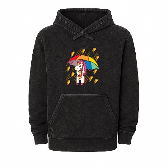 Raining Tacos Unicorn Lover Umbrella Cinco de Mayo Mineral Wash Hoodies
