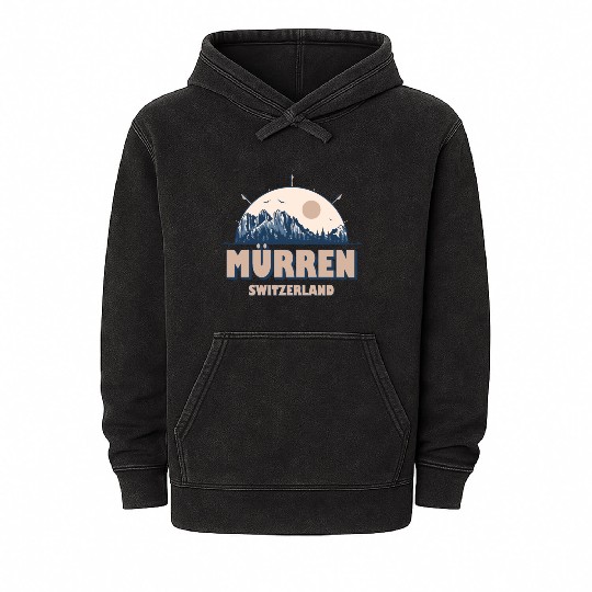 Mürren Switzerland Swiss Alps Vintage Hiking Desig Mineral Wash Hoodies