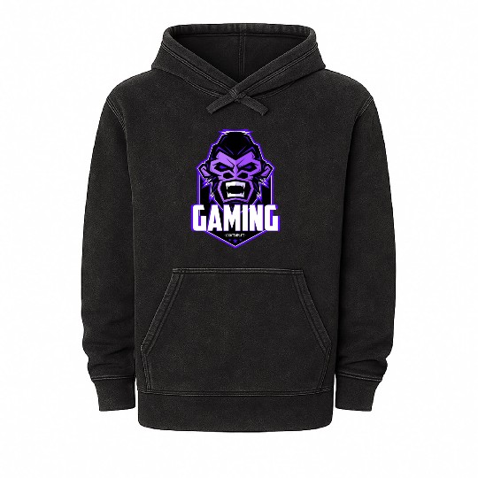 Angry gaming monkey Mineral Wash Hoodies