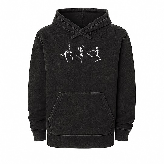 Ballet dancing skeleton Mineral Wash Hoodies