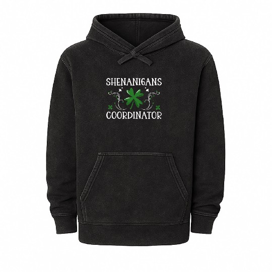Shenanigans Coordinator Funny St Patricks Day Mineral Wash Hoodies