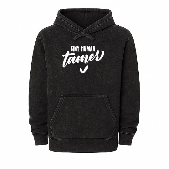 Tiny Human Tamer Funny Teacher Mineral Wash Hoodies