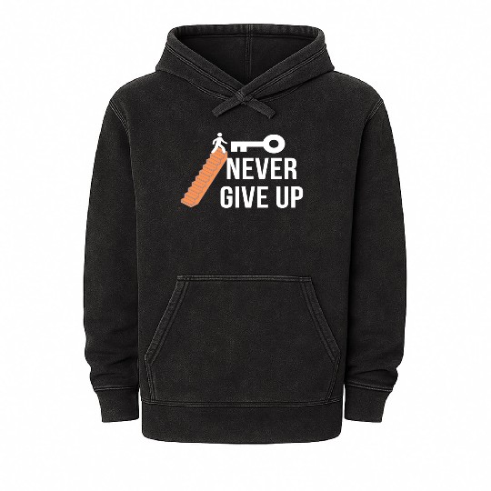 NEVER GIVE UP Mineral Wash Hoodies