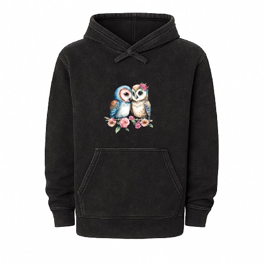 Owl Animal Cute Wild Bird Zoo Forest Nature Child Mineral Wash Hoodies