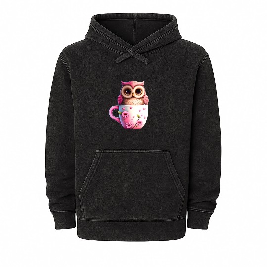 Owl Animal Cute Wild Bird Zoo Forest Nature Child Mineral Wash Hoodies