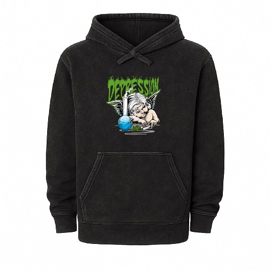 Depression Angel Mineral Wash Hoodies