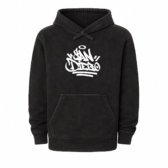 San Diego City Graffiti Street Art Handstyle USA H Mineral Wash Hoodies