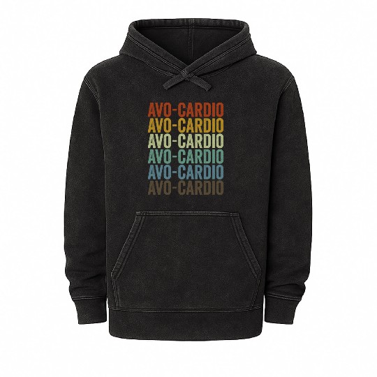 Avo-cardio Vegan Vegetable Lover Plant Based Diet Mineral Wash Hoodies