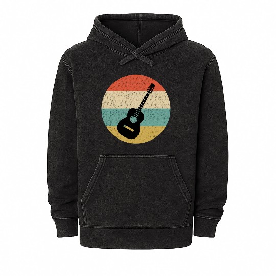 Vintage Guitar Design Mineral Wash Hoodies