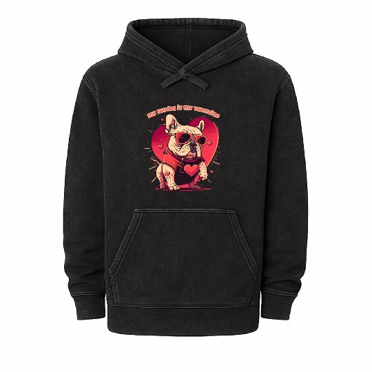 Valentine's Day My Bulldog is My Valentine Mineral Wash Hoodies