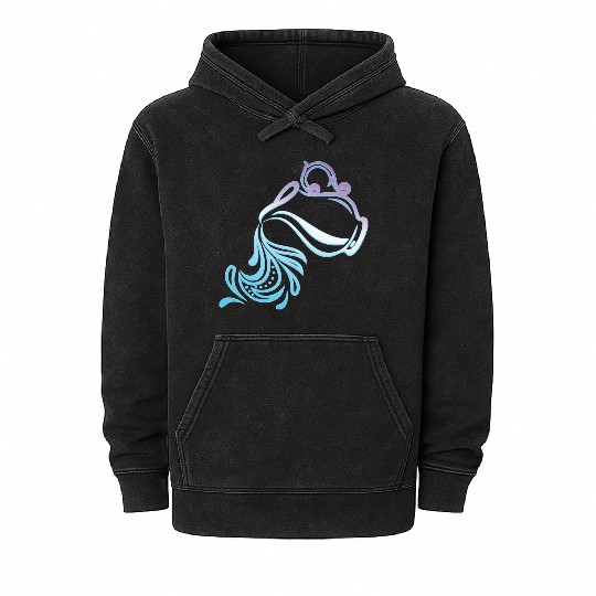 Aquarius Zodiac Air Sign Water Bearer Logo Mineral Wash Hoodies