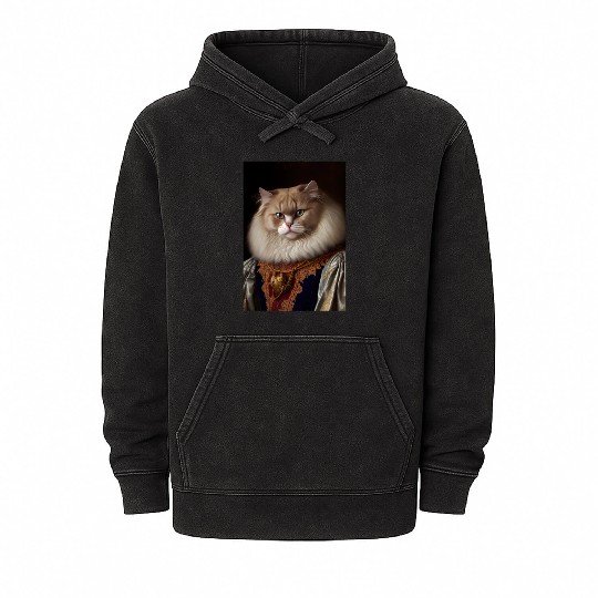 Angora Persian Cat Breed Portrait Royal Renaissanc Mineral Wash Hoodies