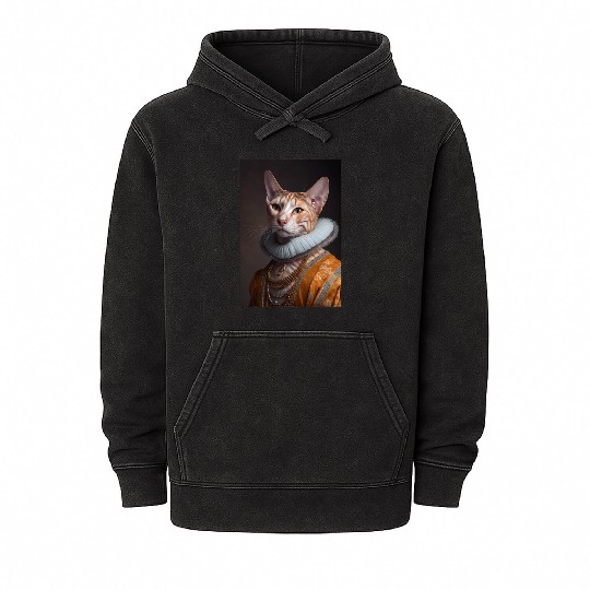 Ocicat Princess Cat Breed Portrait Royal Renaissan Mineral Wash Hoodies