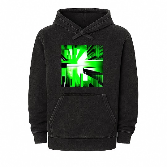 Cyberpunk Inspired Green Theme Mineral Wash Hoodies