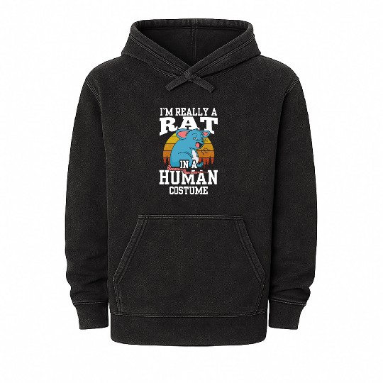 I'm Really A Rat In A Human Costume Animal Rats Mineral Wash Hoodies