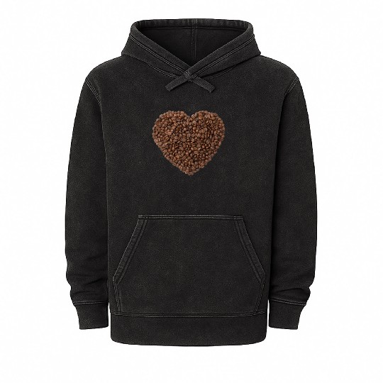 Valentine Coffee Lover Heart Coffee Bean Valentine Mineral Wash Hoodies