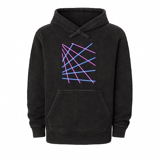 Retro 80s Purple and Blue Neon Laser Beams Mineral Wash Hoodies