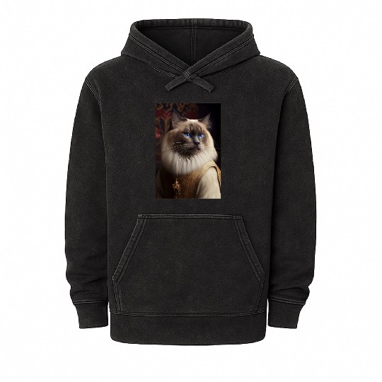 Ragdoll Cat Breed Portrait Royal Renaissance Anima Mineral Wash Hoodies