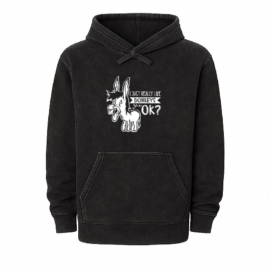 I Just Really Like Donkeys Ok Donkey Farm Animal Mineral Wash Hoodies