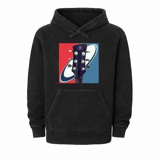 Red White Blue Rock and Roll Themed Guitar Mineral Wash Hoodies
